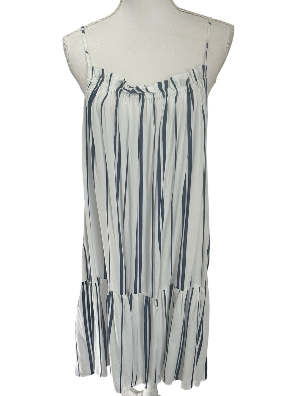 H&M White & Navy Striped Mini Dress-Skirt